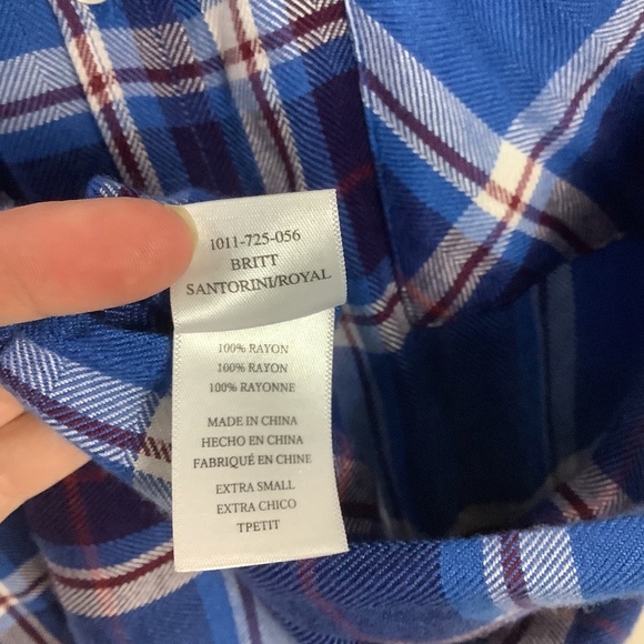 Rails Britt Santorini Royal Plaid Cap Sleeve Shirt XS - Picture 13 of 15